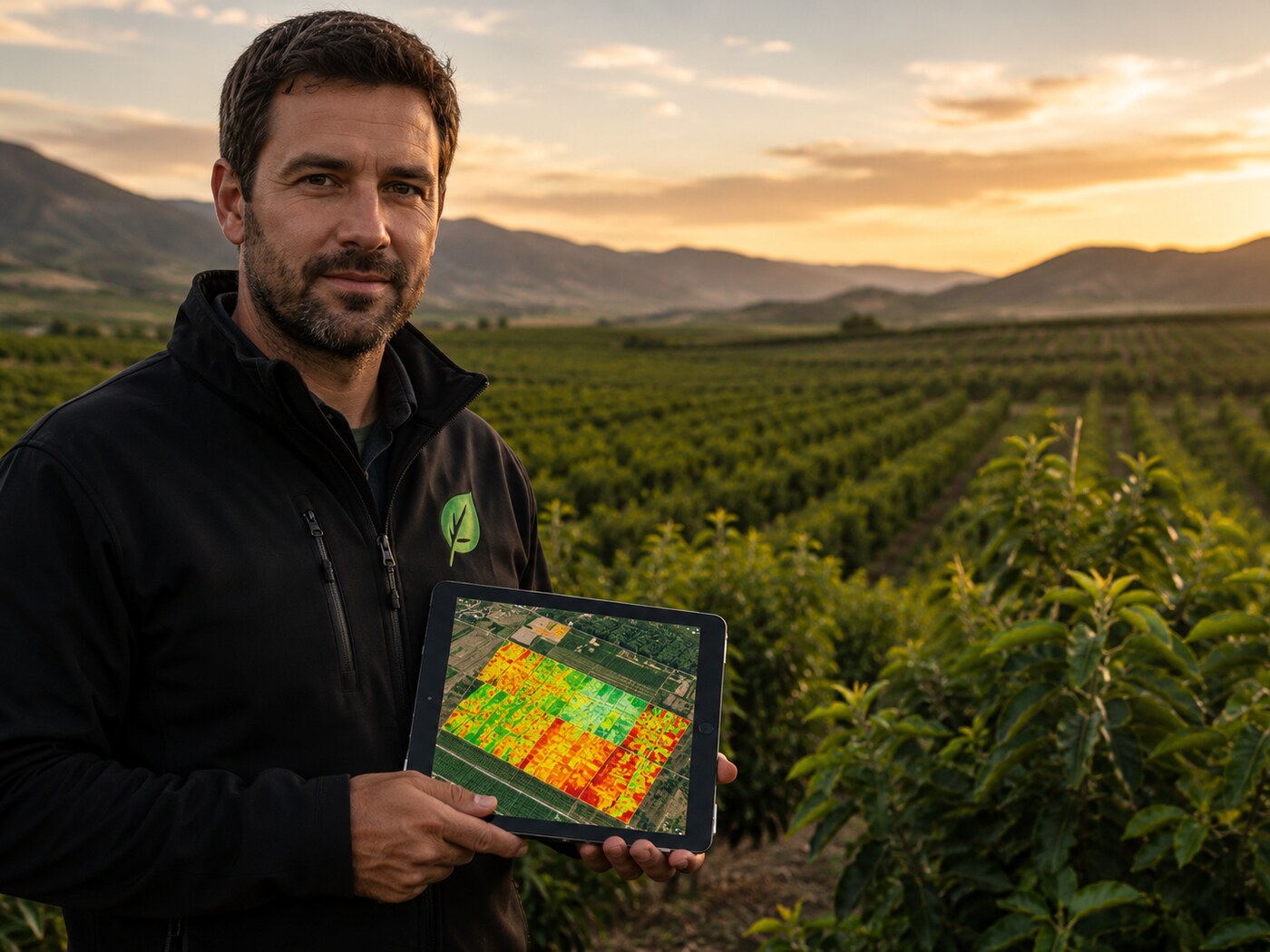 Piloto planificando vuelo con tablet NDVI